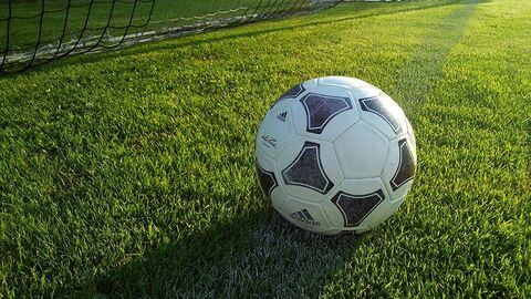 Fußball liegt auf dem Rasen.